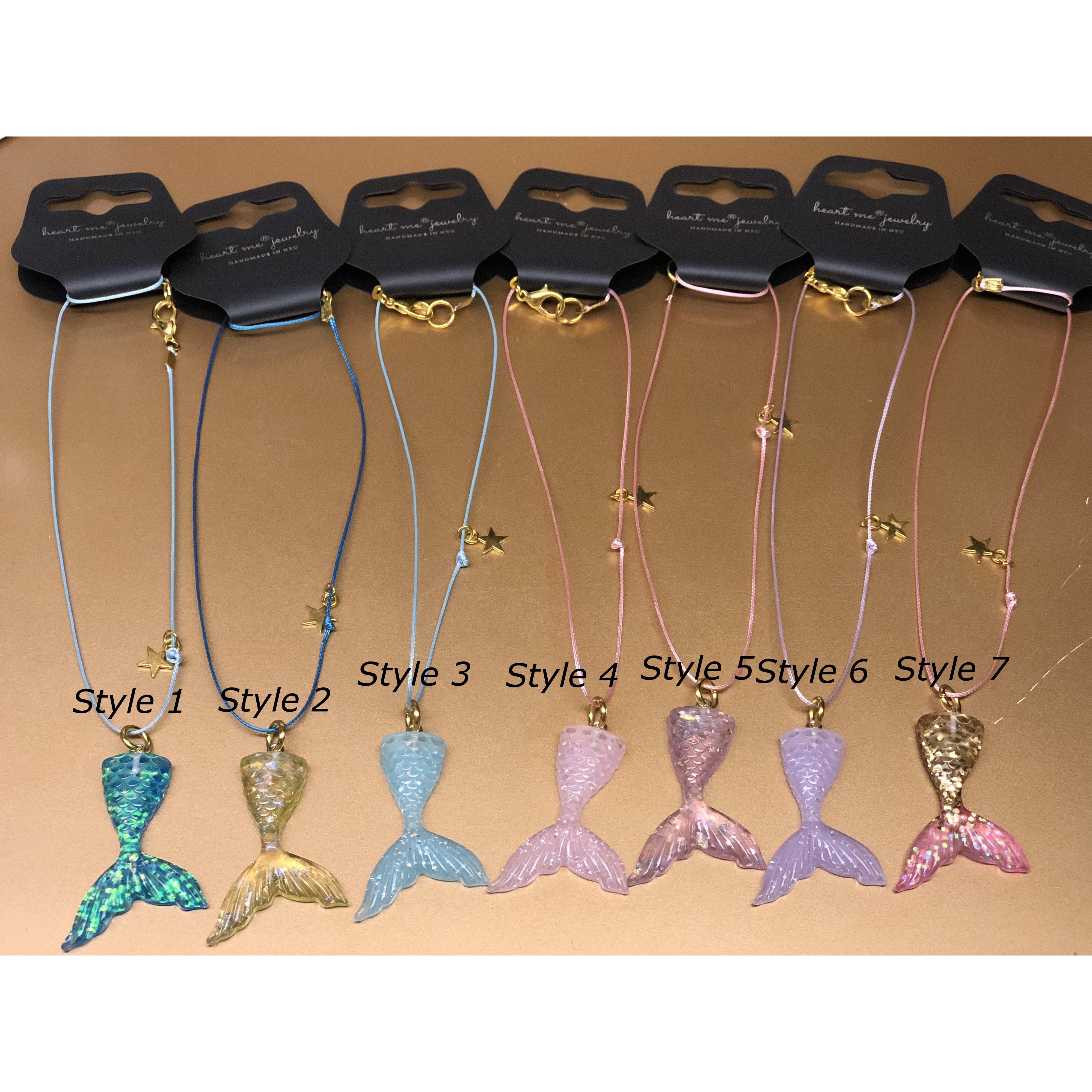 Heart Me Mermaid Tail Necklace glitter sparkles